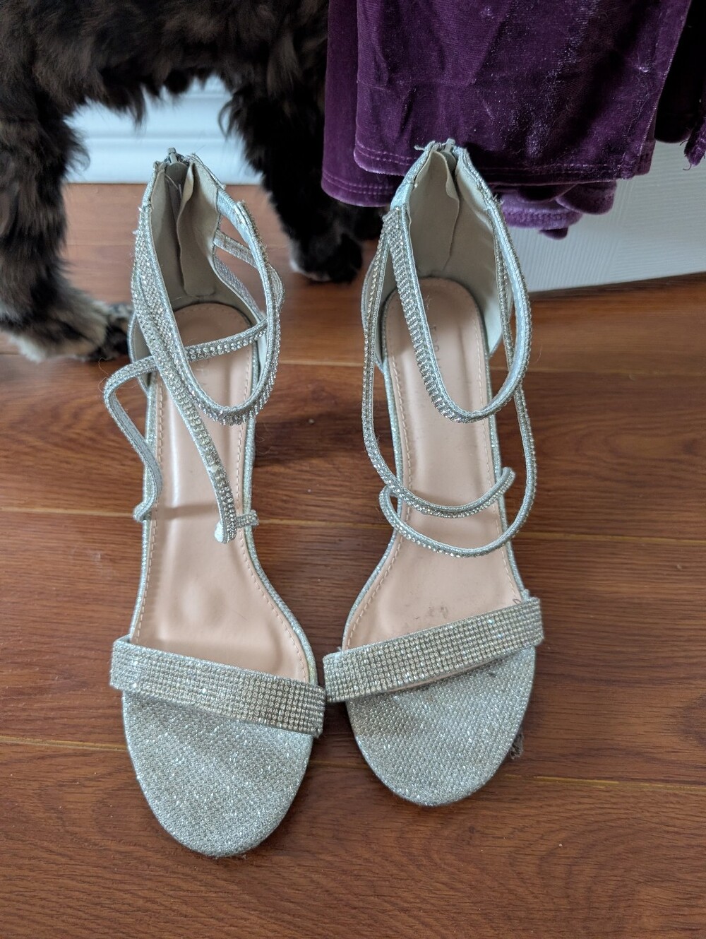 TOP Moda Silver Rhinestone Block Heels - Picture 4 of 7